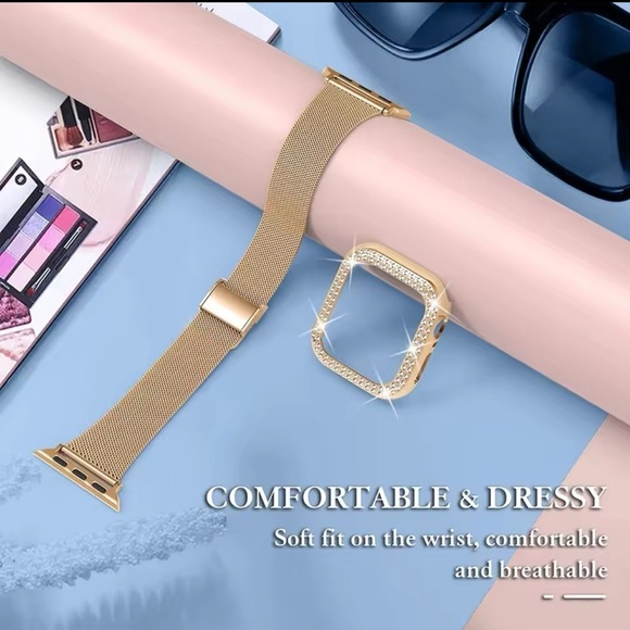 Diamond Case+Metal Strap iWatch Band Stainless Steel Bracelet For Apple - Picture 4 of 7